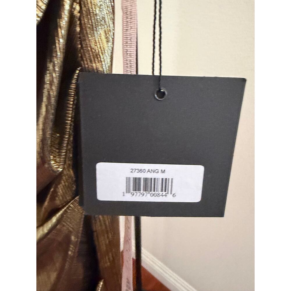 Mac Duggal 27360 Gold Asymmetrical Front Knot Mini Dress sz M - Picture 5 of 6